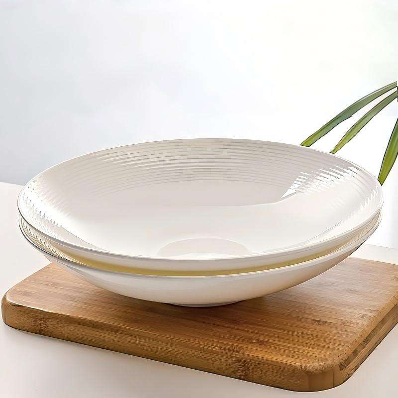 Wholesale White Ribbed Soup Plate Restaurant Dinnerware