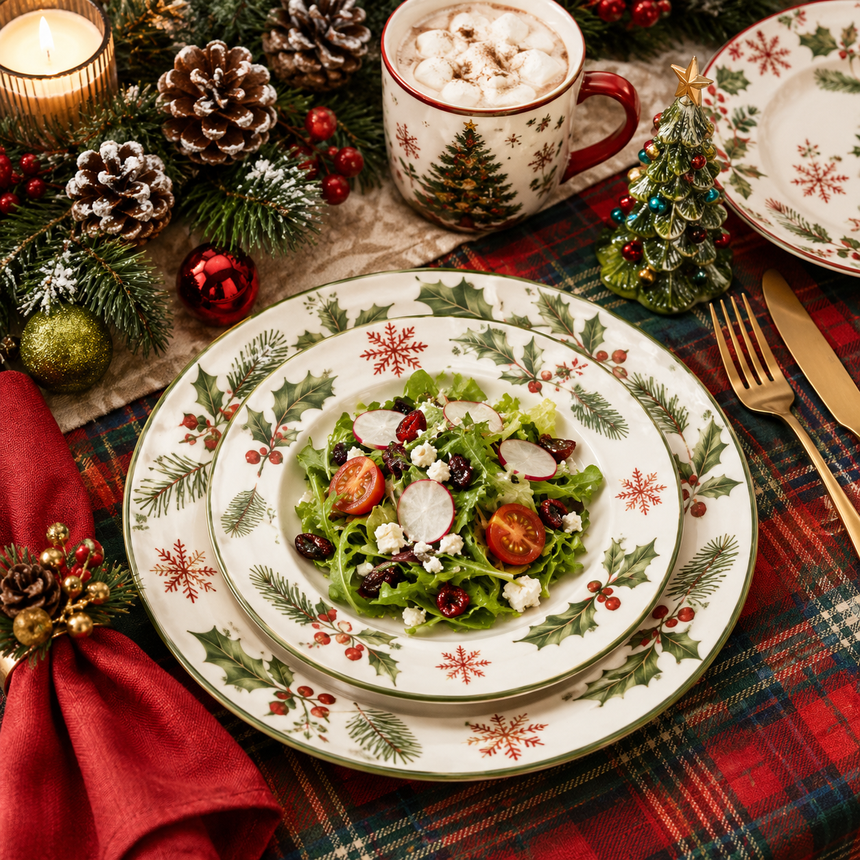 Ceramic Christmas Salad Plates