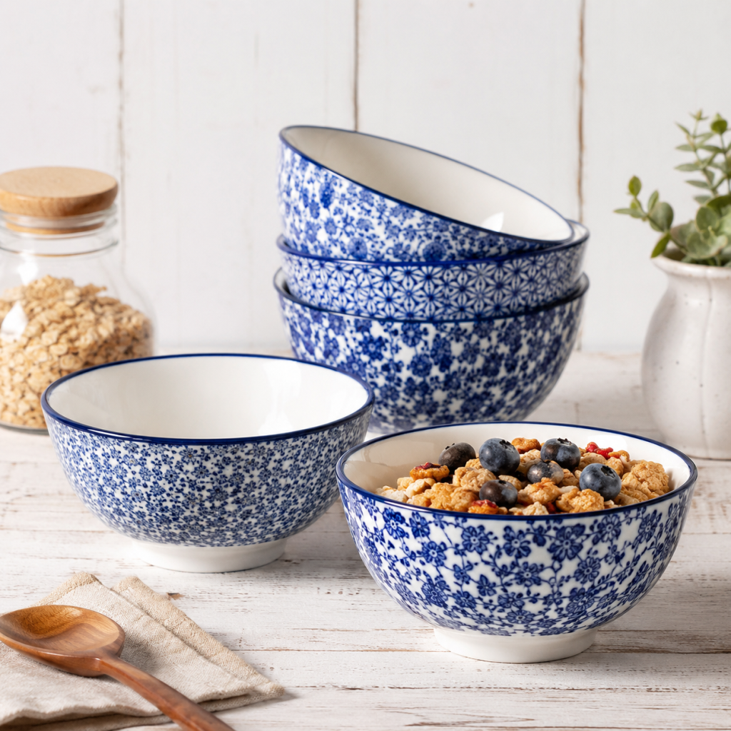 Blue and White Cereal Bowls