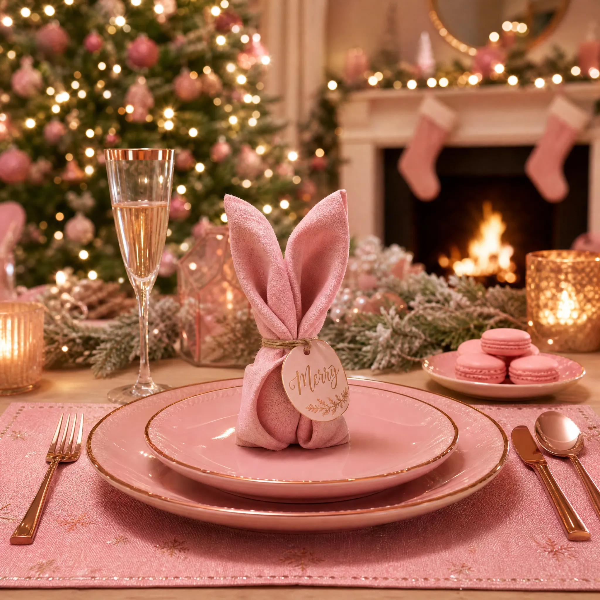 Pink Christmas Ceramic Plates