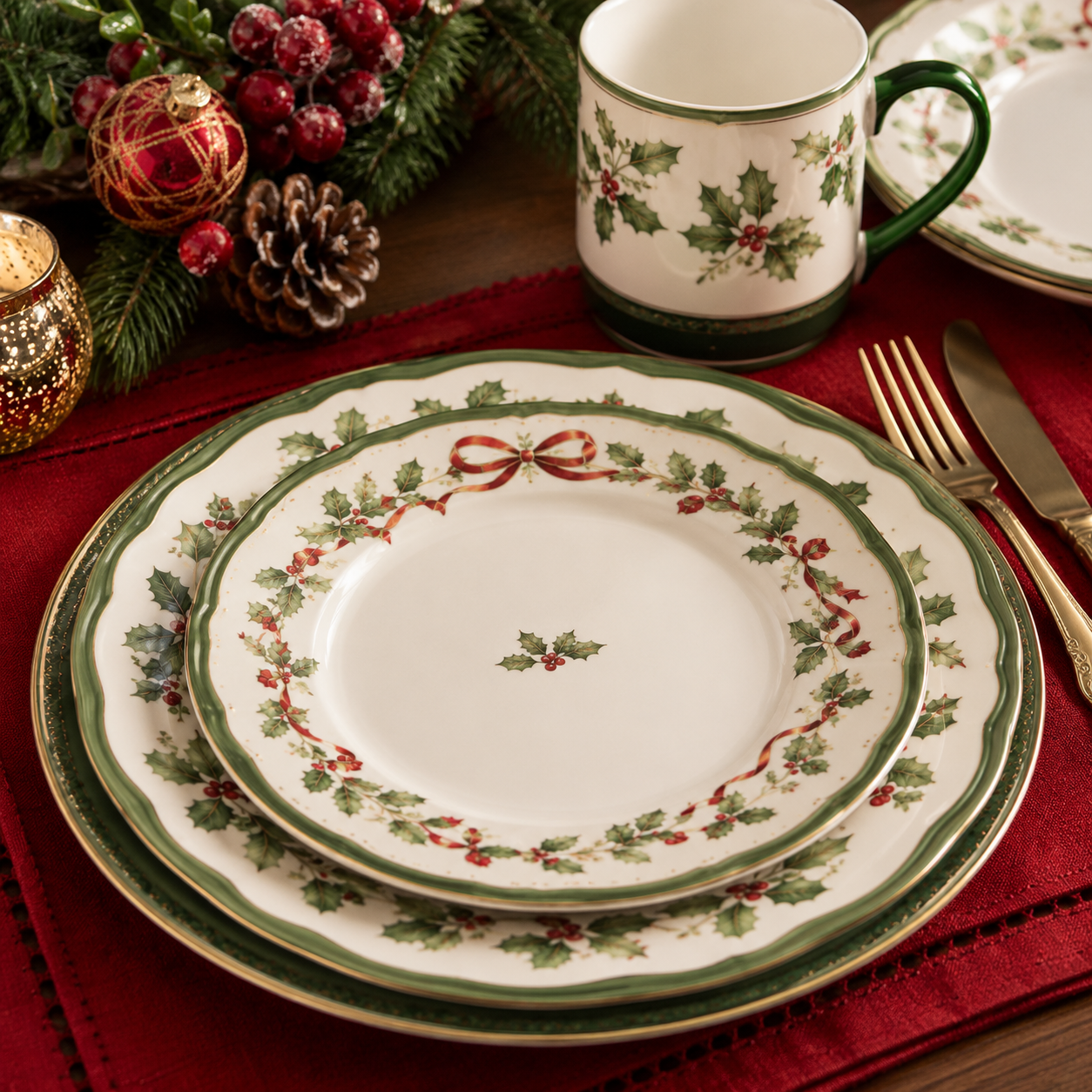 Ceramic Christmas Salad Plates