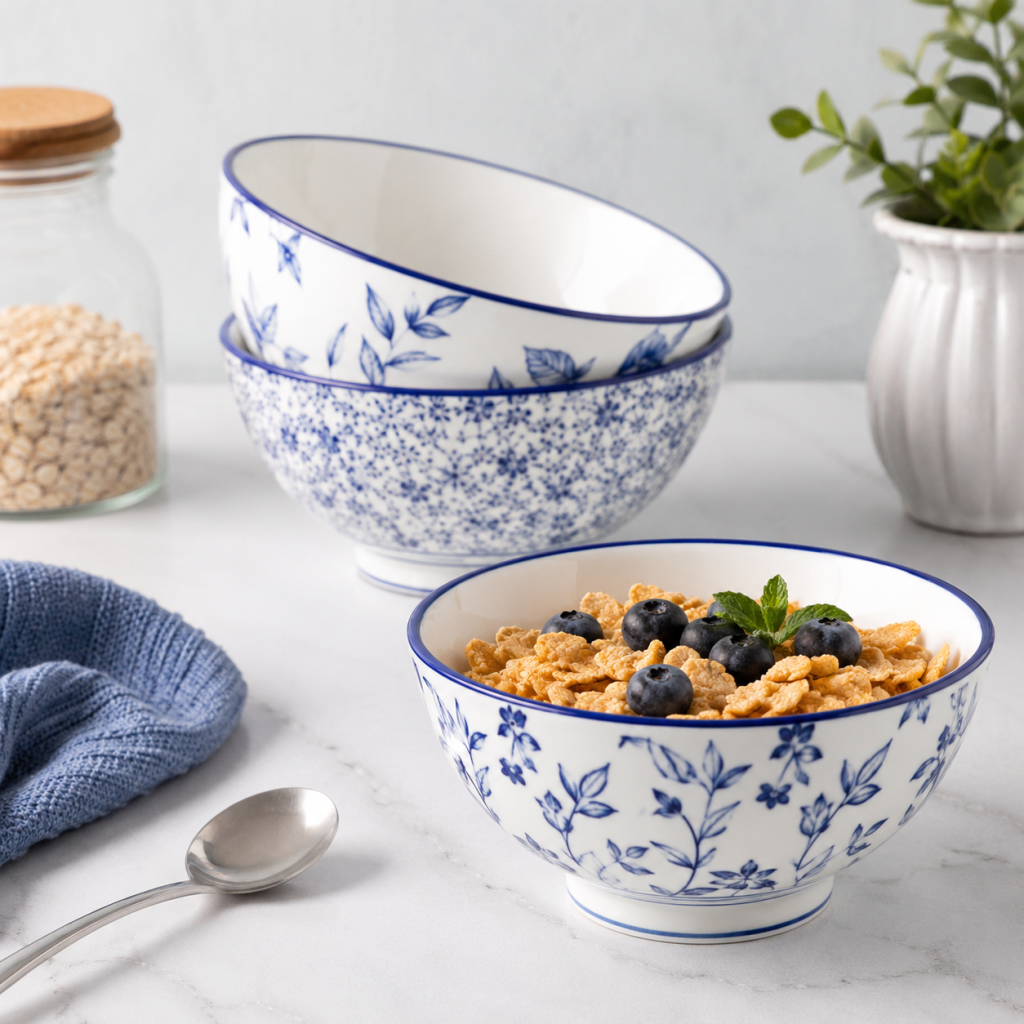 Blue and White Cereal Bowls
