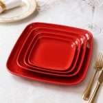 Red Square Ceramic Plates