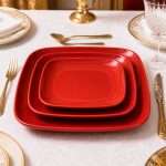 Red Square Ceramic Plates