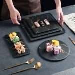 Black Ceramic Sushi Plates