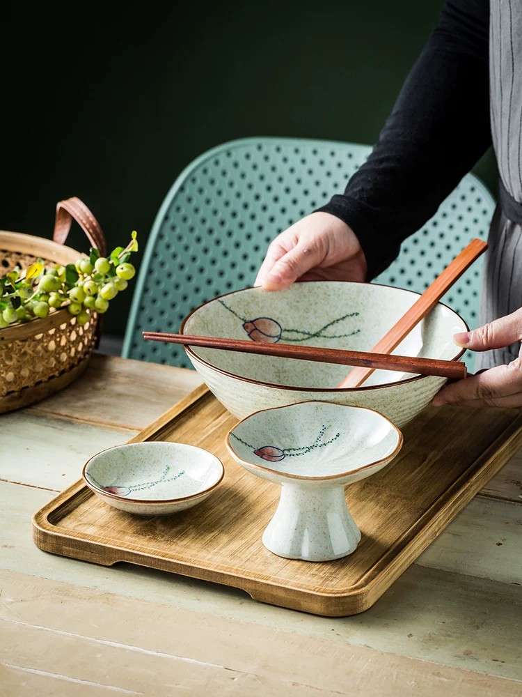 Ceramic Ramen Bowl with Chopsticks and Spoon
