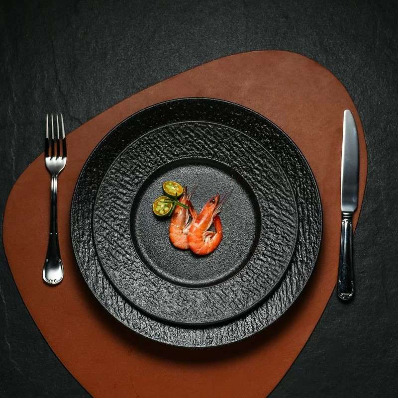 8 Inch Black Ceramic Plates Bulk