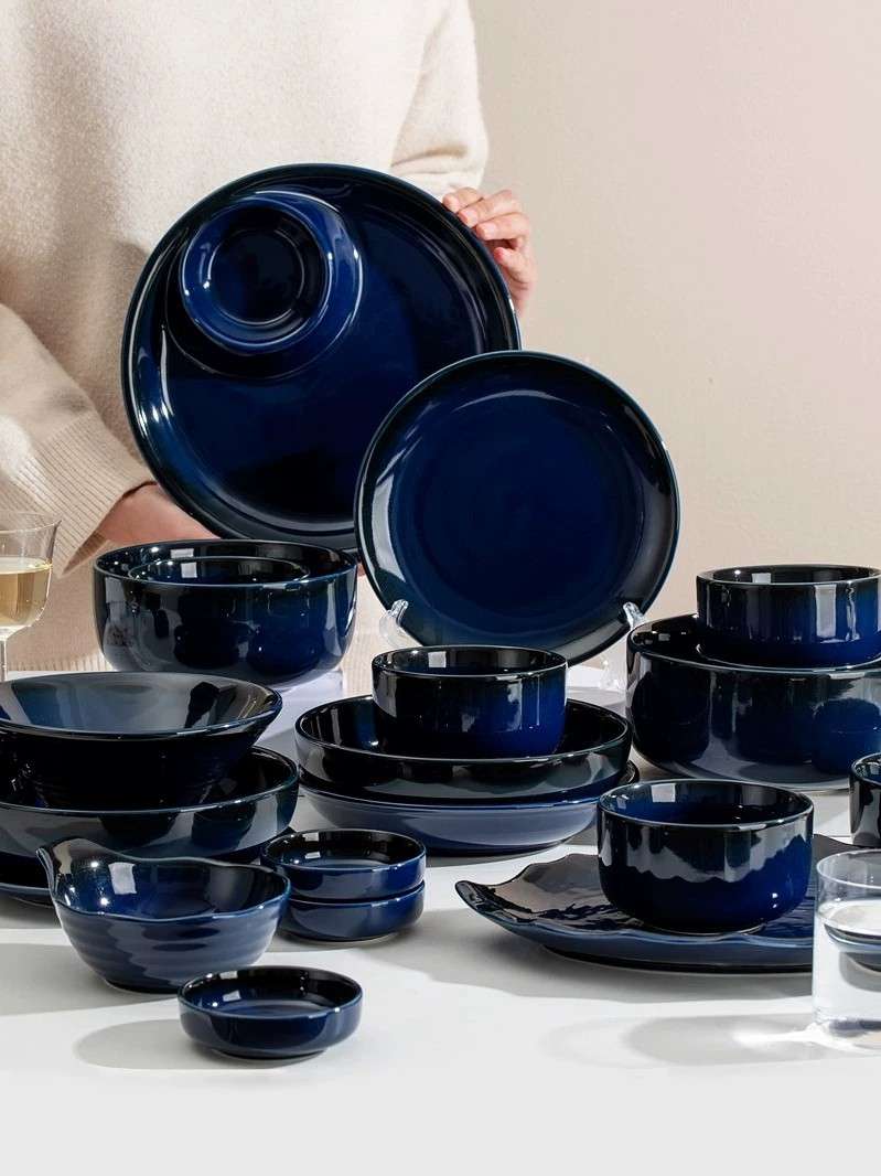 Blue Ceramic Plates Set Wholesale