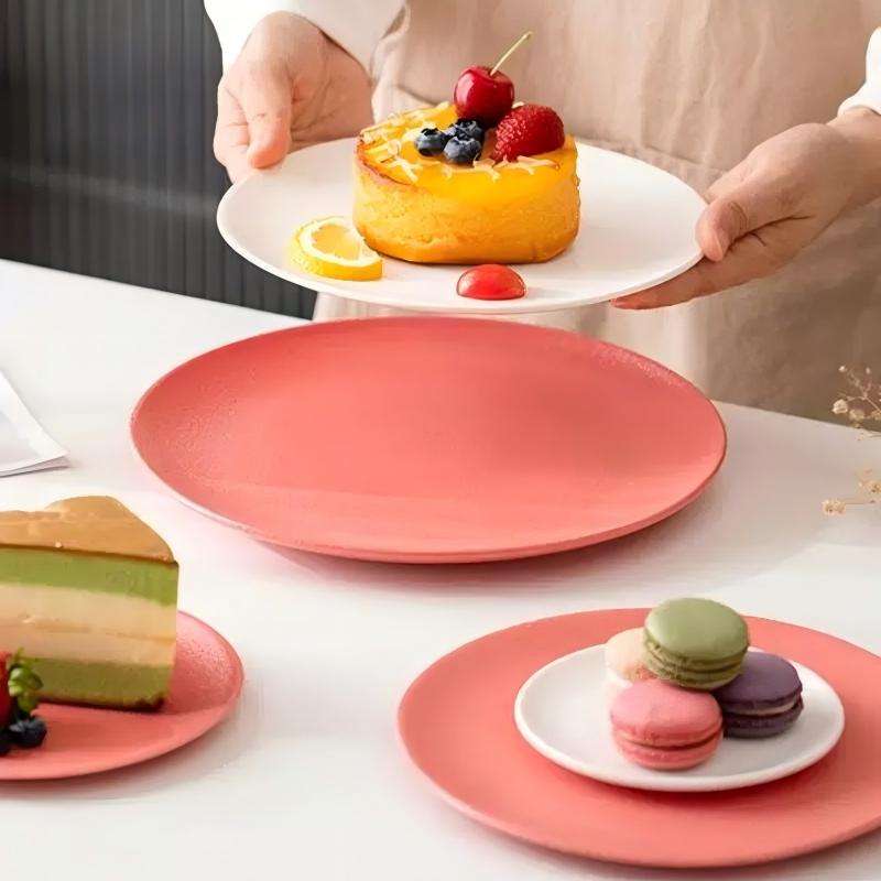Pink Ceramic Dinner Plates Set