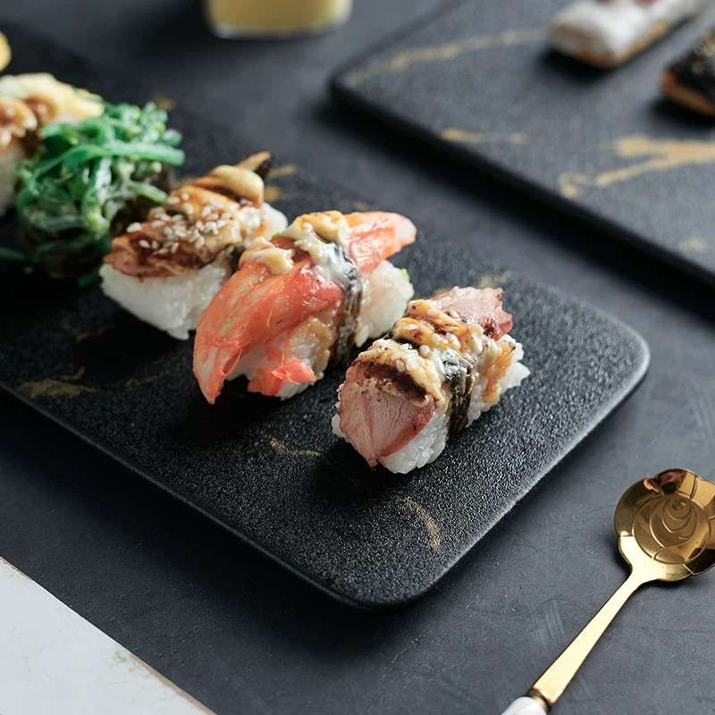 Black Ceramic Sushi Plates